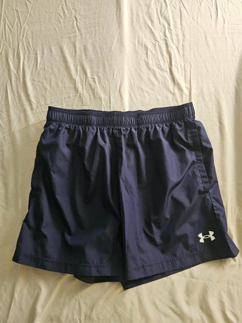 Under Armour Mens Woven Training Shorts Large Navy Blue Athletic Running Gym Gea